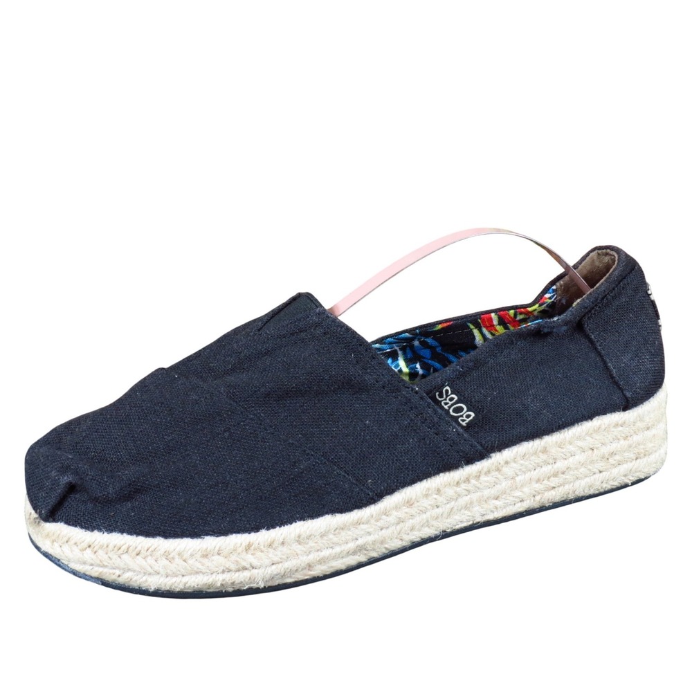 BOBS Highlights High Jinx Women Casual Espadrille Size 8 Daily Wear Black Fabric